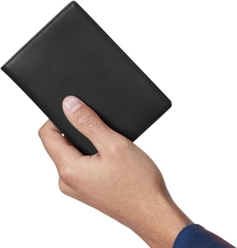 Miniatura 3 de Tienda Basics Cartera de cuero con bloqueo RFID para pasaporte - 6 x 4 pulgadas, Negro -, Cartera de cuero con bloqueo RFID para pasaporte