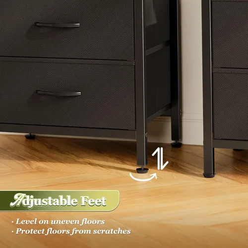 Miniatura 9 de Huuger Mesita de noche con 2 cajones, mesa auxiliar de cama con estante abierto, parte superior de madera, mesita de noche para dormitorio, mesa