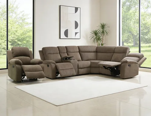 Miniatura 53 de Juego de sofá seccional reclinable manual, juegos de muebles de sala de estar, sofá seccional en forma de L y 2 sillas, cómodo sofá reclinable