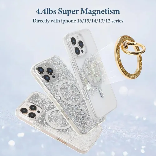 Miniatura 5 de Magnetic Phone Ring for MagSafe Grip [Super Magnet] StylishTwinkle Design Ring Holder Stand, magsafe pop Socket (Gold)