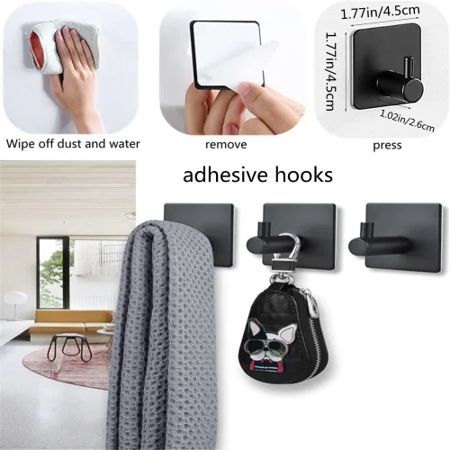 Miniatura 5 de szhdxsy - Juego de 6 accesorios de baño negro mate, soporte para toallas de acero inoxidable SUS 304 montado en la pared, incluye toallero de 16