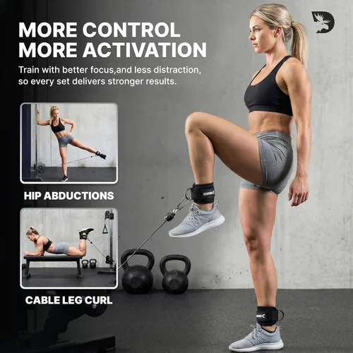Miniatura 6 de DMoose Fitness Ankle Strap for Cable Machine - One Size Fit with Premium Padding Cuffs, Ankle Bands for Working Out, Booty Workouts, Leg Extension