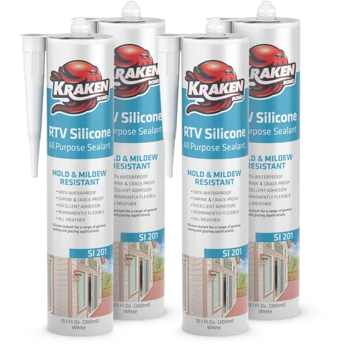 Miniatura 28 de Kraken Bond Sellador de silicona gris resistente al agua Cartucho de 100 a 10 onzas líquidas – RTV silicona calafateo para cocina y baño, todo uso
