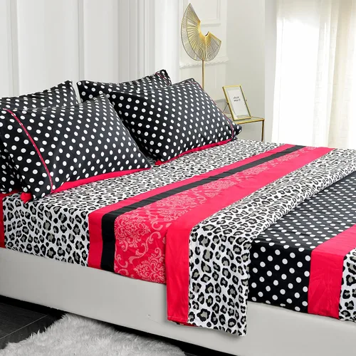 Miniatura 17 de American Home Collection - Juego de sábanas y fundas de almohada estampadas de 6 piezas, con 14 pulgadas de caída; sábanas de microfibra con doble