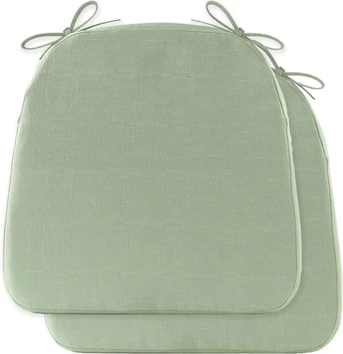 Battilo - Cojines para sillas de comedor con lazos, almohadilla para silla de cocina para interiores y exteriores con respaldo antideslizante, cojín