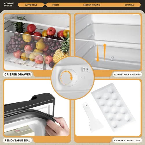 Miniatura 5 de Manastin - Minirefrigerador de 4.4 pies cúbicos con congelador, refrigerador pequeño con 2 puertas para oficina, cocina, dormitorio y recámara