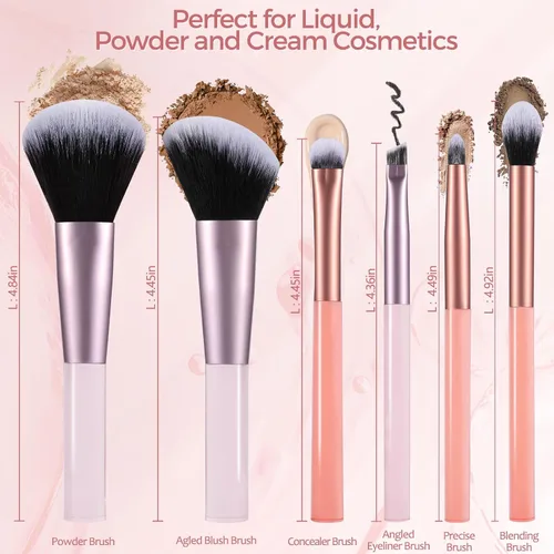 Miniatura 2 de Juego de brochas de maquillaje de viaje, mini brochas de maquillaje para base, corrector, sombra de ojos, rubor, mezcla y pulido, polvo líquido