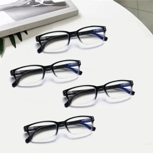 Miniatura 7 de Kerecsen Paquete de 4 Gafas de Lectura para Hombres y Mujeres con Bisagras de Resorte, Anteojos Rectangulares Negros Ligeros para Lectura
