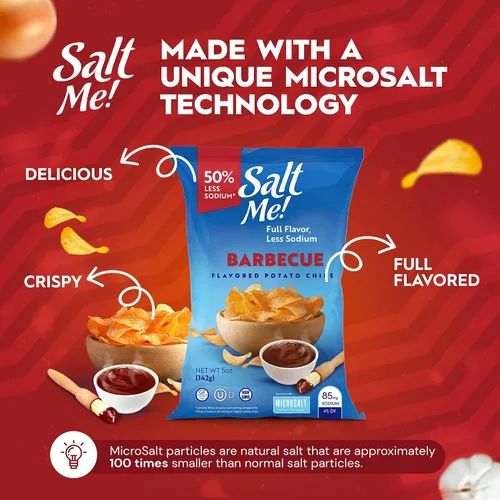 Miniatura 6 de SaltMe! Paquete variado de 4 sabores, 50% bajo en sal, Kosher, sin OMG, Better for You, Original-BBQ-SC & Onion-Ched & Sour Cream 5 onzas, paquete