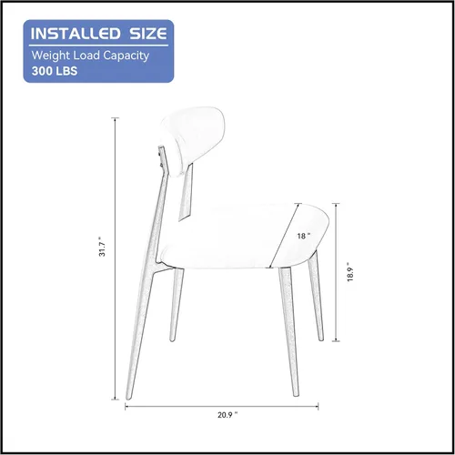 Miniatura 3 de Juego de 2 sillas de comedor, sillas de comedor modernas de mediados de siglo, sillas de cocina y comedor, respaldo curvado con cojín grueso, silla