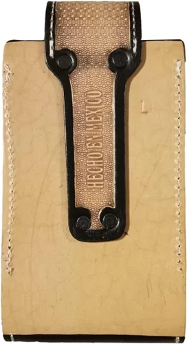 Miniatura 2 de Western autentic Tooled Leather Mexican Cell Phone Case for Belt. Men and Horse Pray Design. con cierre magnético. Tamaño universal (Capuccino)