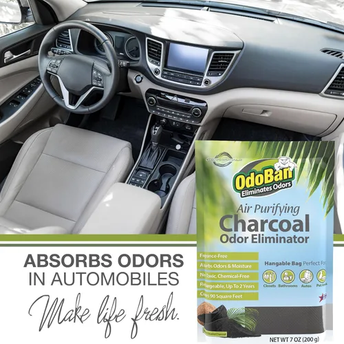 Miniatura 5 de OdoBan Carbón Purificador de Aire Eliminador de Olores Natural, Fórmula No Tóxica, Hecho en los EE. UU., Sin Fragancia, Pack de 6, 200 Gramos Cada