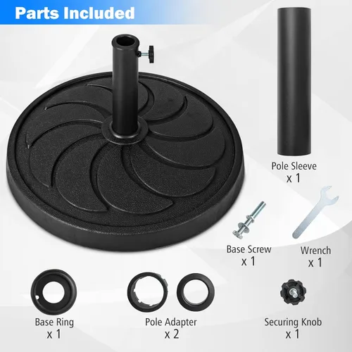 Miniatura 5 de Tangkula Base de sombrilla de 40 libras, sombrilla redonda resistente para exteriores, para mesa de 1.5 a 1.9 pulgadas, soporte de paraguas