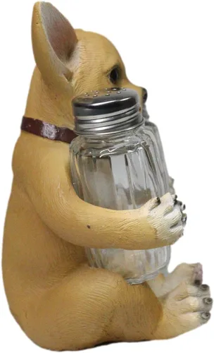 Miniatura 5 de Ebros Picante - Juego de figuras de taza de té de color marrón claro, chihuahua con collar, salero y pimienta, 6.25 pulgadas de alto, Chi Chi Taco