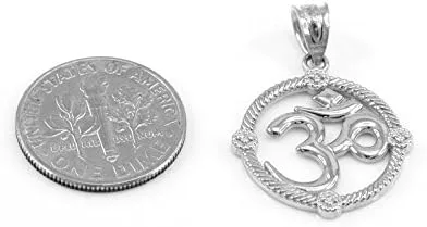 Miniatura 2 de Colgante de plata de ley 925 CZ con cuerda Medallion Yoga Om Charm