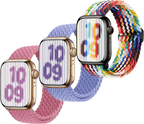 Miniatura 9 de Correa elástica trenzada compatible con Apple Watch Series 11/10/9/8/7/6/5/4/3/2/1 SE3/2/1 de 1.496 pulgadas, 1.575 pulgadas, 1.614 pulgadas, 1.654