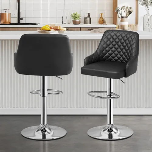 Miniatura 18 de VECELO Juego de 2 taburetes de bar ajustables, taburetes de altura de barra para encimera de cocina