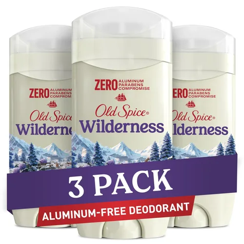 Old Spice Desodorante para hombre sin aluminio Wilderness con lavanda, 3 onzas (paquete de 3)
