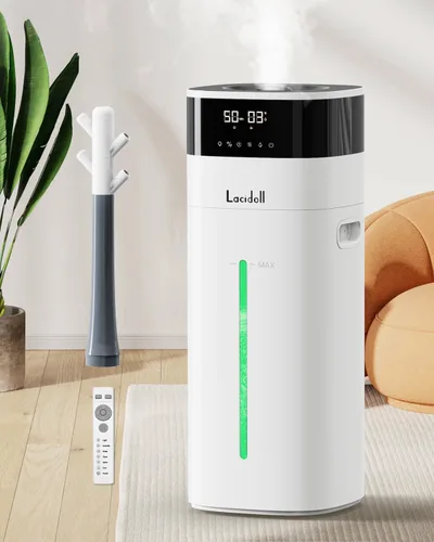 LACIDOLL Humidificador de niebla fría y cálida para habitación grande, humidificadores de 5.3 galones/20 litros para el hogar de 2500 pies Blanco