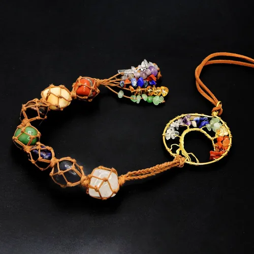 Miniatura 5 de Árbol de la vida - Piedras colgantes de chakras, cristales y piedras curativas, adornos de chakras para árbol de Navidad, regalos de brujas