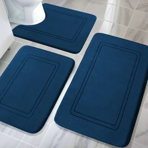 Miniatura 9 de YIHOUSE Juego de alfombras de baño de espuma viscoelástica, juego de 2 piezas, tapetes de baño antideslizantes para baño, juego de alfombras de baño