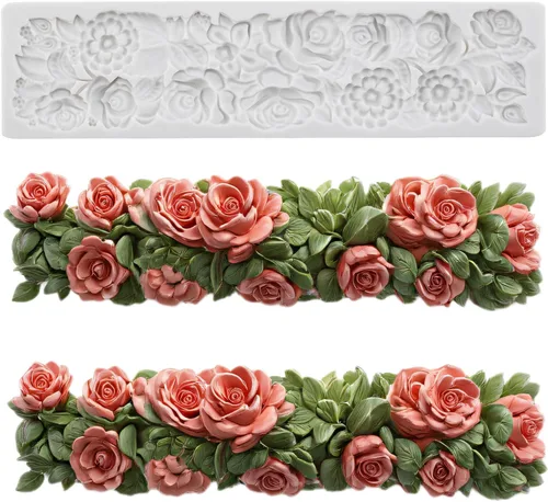 Miniatura 44 de Moldes de silicona estilo barroco con espirales, moldes de encaje, moldes de flores en relieve, molde de filigrana para decoración de pastel