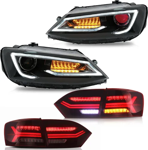 Miniatura 9 de VLAND Luces traseras LED para Jetta Sagitar 12-14 2011-2014 (no compatible con GLI y versión LED), montaje completo de lámpara trasera LED, rojo