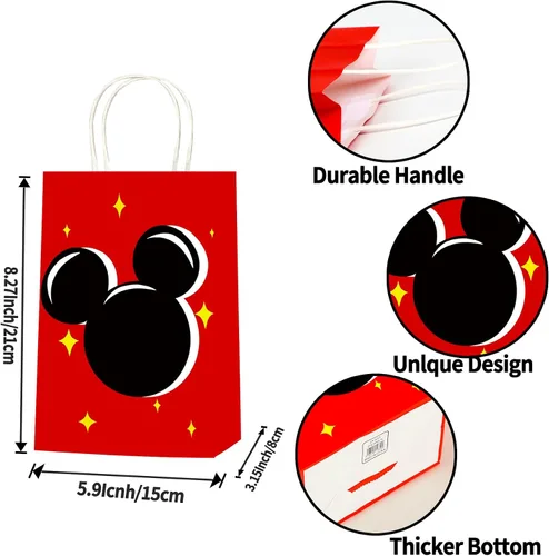 Miniatura 3 de JAROVOKUWO 24 bolsas de regalo de dibujos animados de ratón, 6 estilos, bolsas de regalo para dulces, bolsas de cartón para niños, baby shower