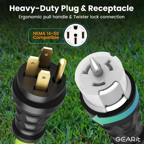 Miniatura 3 de GEARit Cable de extensión para generador de 50 amperios, 125/250 V para caja de entrada de alimentación de 50 A, NEMA 14-50P a SS2-50R, conector