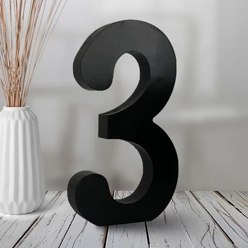 Miniatura 15 de AOCEAN Números de madera negra de 6 pulgadas, número de madera sin terminar para Halloween, números decorativos de pie, rebanadas, decoración