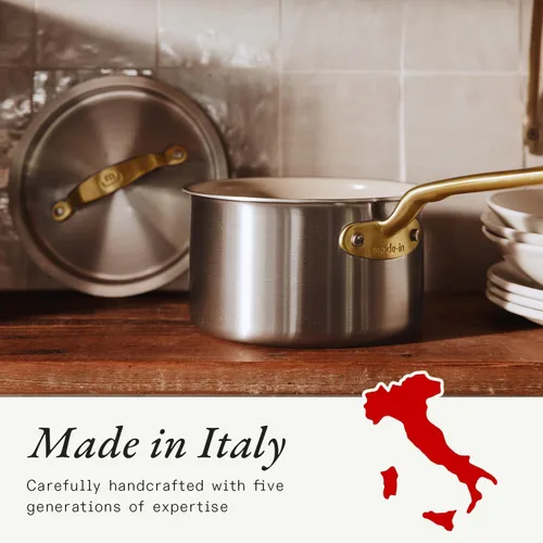 Miniatura 6 de Made In Cookware - 2 QT CeramiClad Non Stick Saucepan with Lid (Antique Brass Handle) - 5-Ply Stainless Clad with Stay-Cool Handle - Professional