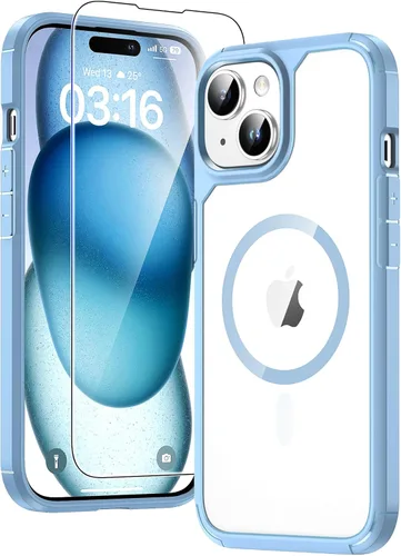 Miniatura 97 de TAURI Funda magnética 2 en 1 transparente para iPhone 14 Pro, compatible con Magsafe [no amarillenta] con protector de pantalla, protección de grado