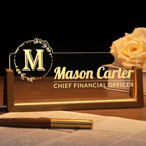 Miniatura 11 de Placa de nombre de escritorio personalizada, placa de identificación personalizada con luz de oficina para escritorios, decoraciones de escritorio