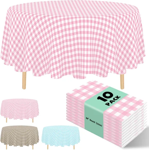 Miniatura 48 de Paquete de 10 manteles desechables de plástico premium de 54 x 108 pulgadas, mantel rectangular para mesa, para cumpleaños, bodas, Navidad, Beige