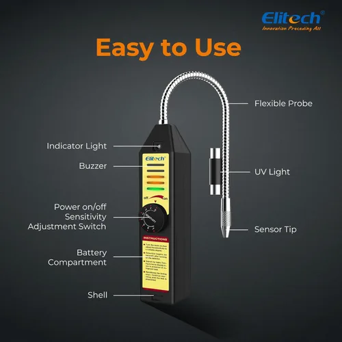 Miniatura 10 de Elitech Detector de fugas de Freón y gases halógenos, refrigerante, detector de fugas de gas HVAC, AC Sniffer R22 R410A R134A 1234YF, WJL-6000S