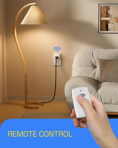 Miniatura 7 de HBN Enchufe de control remoto, interruptor remoto con señal RF de 100 pies, interruptor de luz remoto inalámbrico, interruptor de encendido