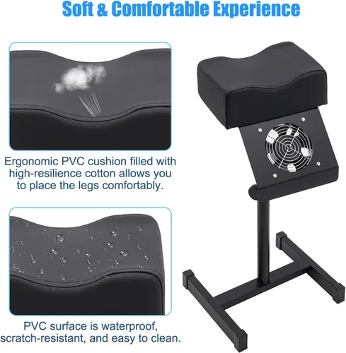 Miniatura 5 de Soporte de pie de pedicura, reposapiés de manicura de pedicura ajustable con ventilador extractor de polvo y bolsa, silla de pedicura antideslizante