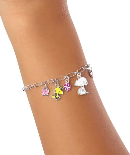 Miniatura 2 de Pulsera de abalorios ajustable para mujer Peanuts - Pulsera de abalorios de esmalte bañado en plata con Snoopy - Licencia
