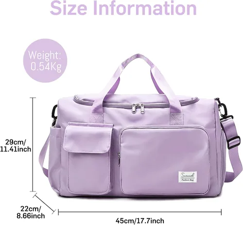 Miniatura 2 de Suruid Bolsa de gimnasio deportiva con compartimento para zapatos, bolsa de viaje con bolsillo separado seco y húmedo para hombres y mujeres, bolsa