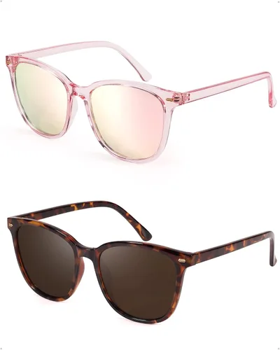 Miniatura 30 de FIMILU Paquete de 2 lentes de sol polarizados para mujer, lentes de protección UV400, montura grande, lentes de moda, elegantes