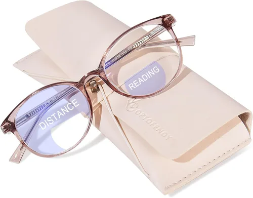 Miniatura 9 de Gafas de lectura bifocales para mujer, lentes TR90 redondos transparentes con bloqueo de luz azul para computadora con bisagra de resorte
