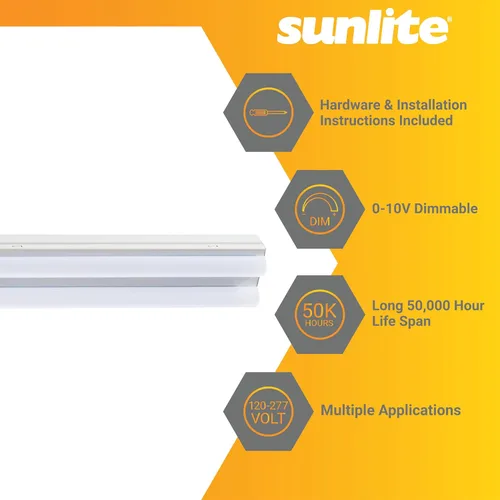 Miniatura 3 de Sunlite 85550 - Tira de luz lineal LED de 2 pies, 10 vatios, 1150 lúmenes, seleccionable 3 CCT 3000K-5000K, regulable, vida útil de 50,000 horas, 83