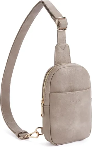 Miniatura 43 de Telena Riñonera pequeña para mujer, de cuero, cangureras, bolsa de pecho para mujer