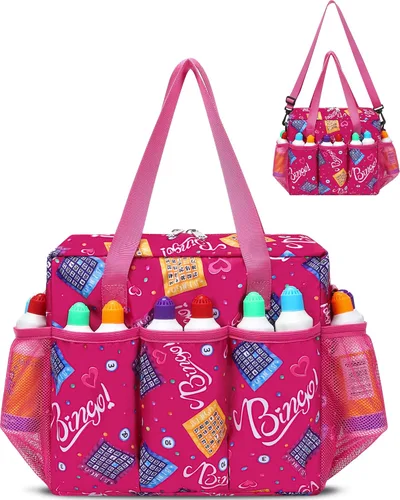 Miniatura 10 de Bolsa de Bingo con Bolsillos para Marcadores Casino Accesorios de Juego de Bingo para Adultos Mayores Negro