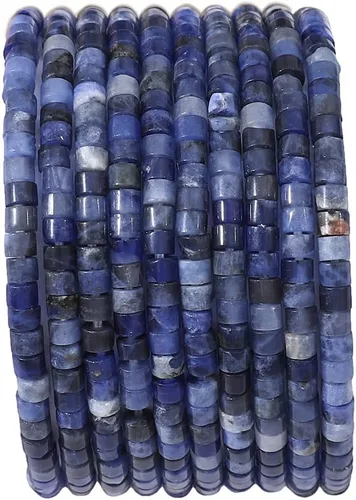 Miniatura 8 de BEADIA Cuentas de jade africano natural en cilindro corto 2x3mm 155 piezas Tubo cuentas sueltas semipreciosas para hacer joyas Diseño