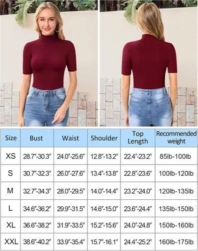Miniatura 6 de MANGOPOP Camiseta ajustada de manga larga con cuello alto falso para mujer, manga 34