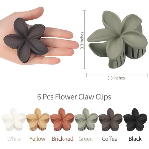 Miniatura 4 de Sisiaipu - Pinza para el cabello, 6 piezas, grandes, con forma de flor, para cabello grueso y mediano, pinzas para el cabello con flores hawaianas