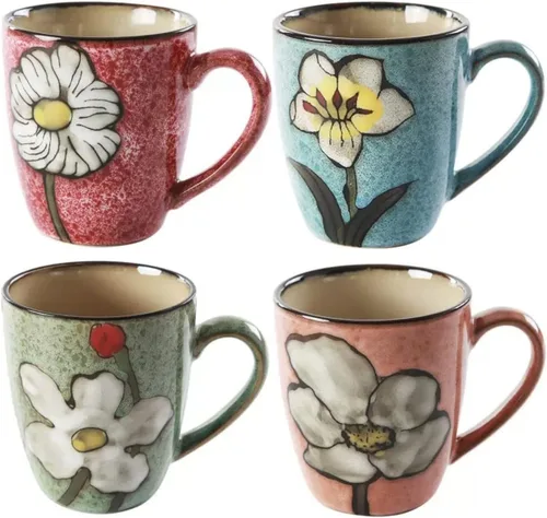 Tazas de cerámica de 12 oz de capuchino, tazas de café, tazas de té, proceso de esmaltado en horno, seguras para microondas y lavavajillas,