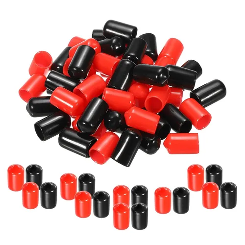Miniatura 17 de MECCANIXITY 50 unids tapas de goma Surtido de 0.079 in PVC vinilo tornillo rosca protector para tornillo tornillo negro rojo