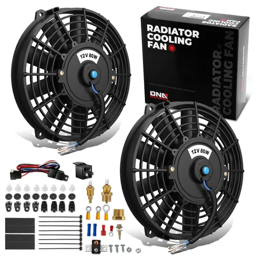 Miniatura 18 de DNA Motoring Ventilador de radiador delgado de refrigeración eléctrica de alto rendimiento de 12 pulgadas con kit de montaje, rojo, 2 piezas